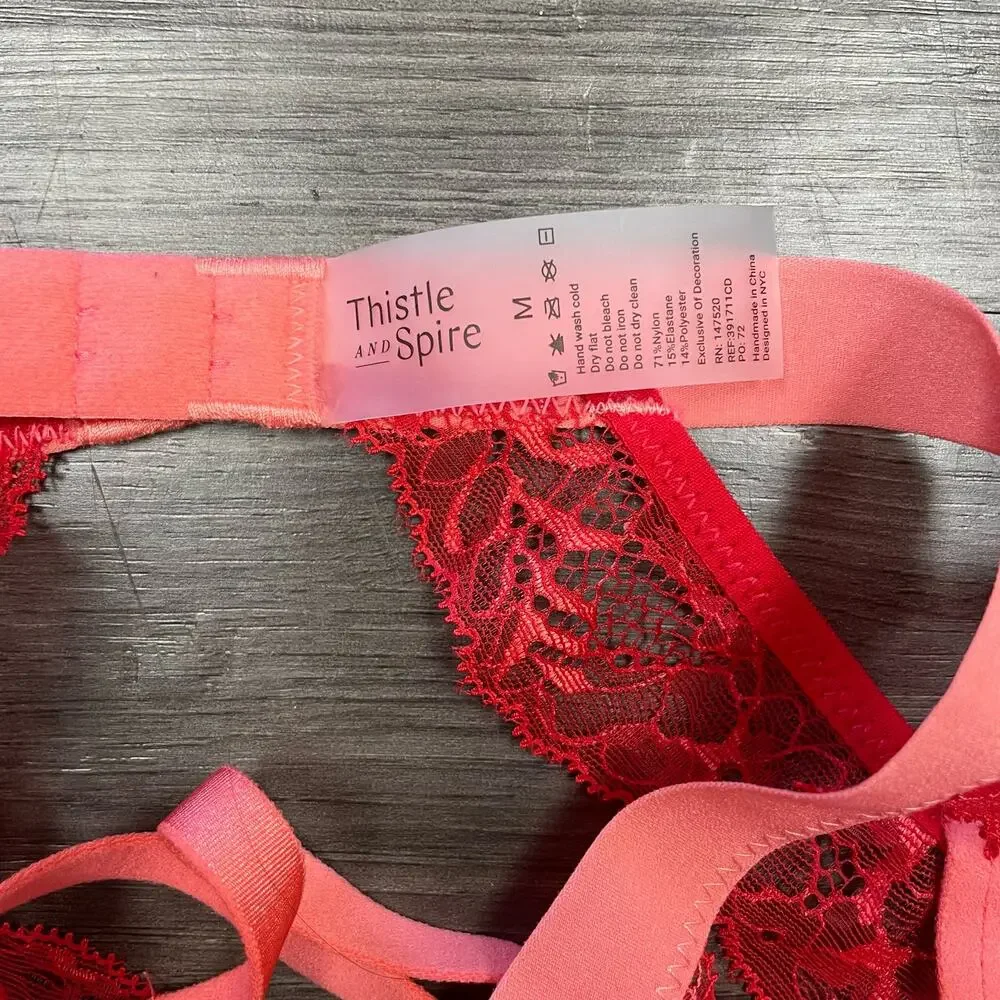 NWT Thistle and Spire Kane Garter Belt Women M Red Lace Strapy Lingerie w Choker - Picture 5 of 9